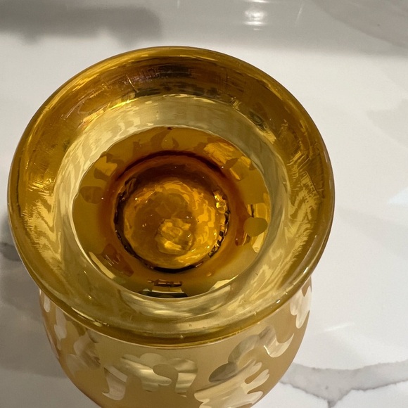 Vintage Two Toned Amber Frosted Vase Mid Century Modern-Hand Blown Beautiful - Picture 2 of 4